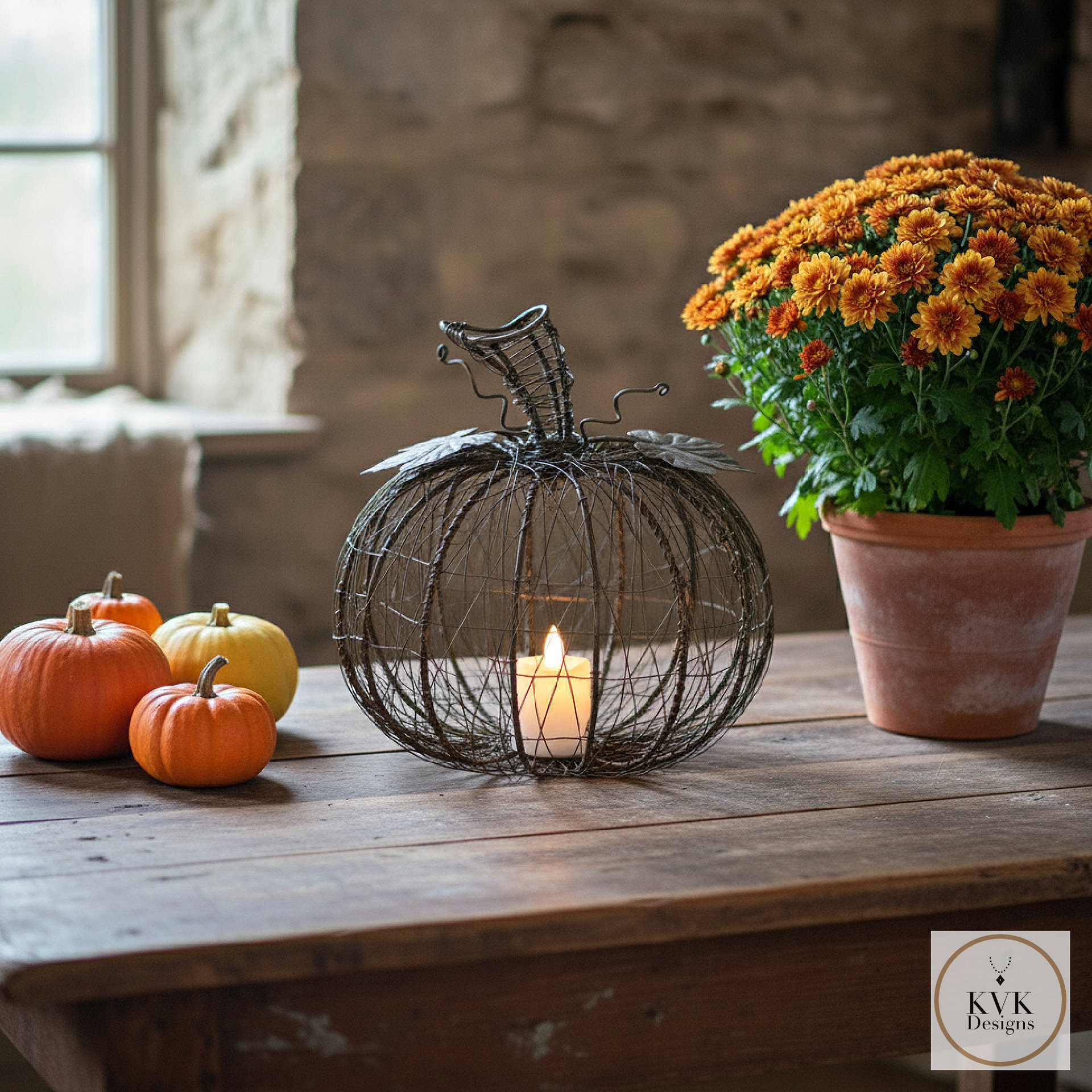 Wire Wrapped Fall Pumpkin