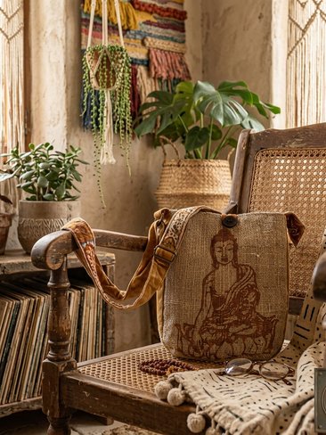 Buddha Hemp Cotton Crossbody Bag 