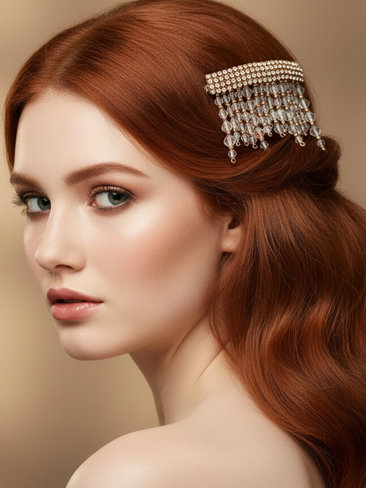 Clear Swarovski Crystal Fringe Hair Barrette 