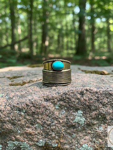Turquoise Stone Brass Ring