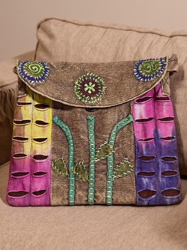 Tie Dye Floral Crossbody Bag: Handcrafted Boho Shoulder Bag