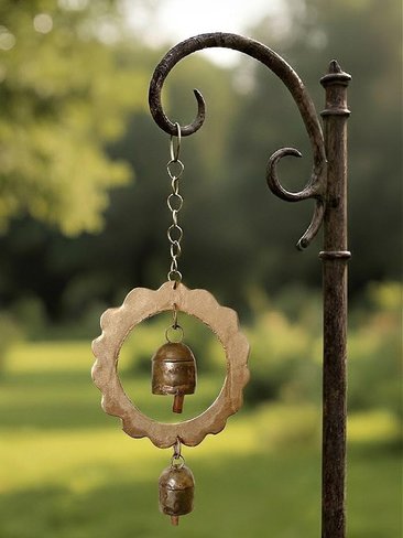 Handmade Double Sun Bells Metal Wind Chime - Soothing Outdoor Sounds, Rustic Garden Decor