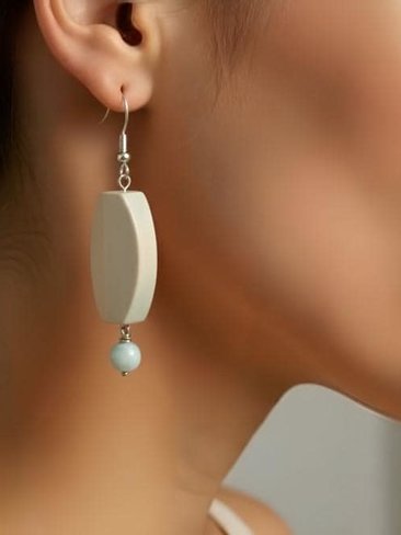 Summer Breeze Wood and Aquamarine Dangle Earrings