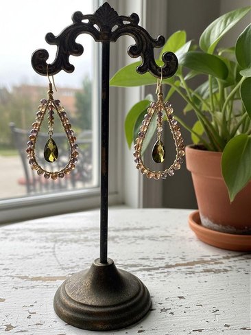 Topaz Swarovski Crystal and Earth Tone Earrings