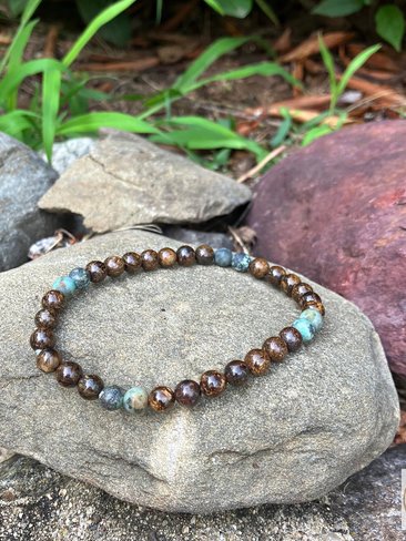 Men's Jasper and Turquoise Stretch Bracelet