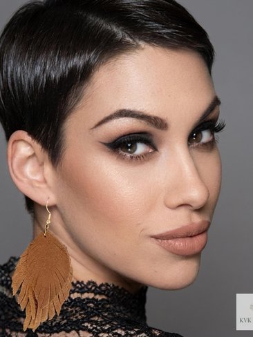 Handcrafted Brown Suede Feather Earrings, Layered Fringe Drops, Gold Plated Boho Statement Dangles