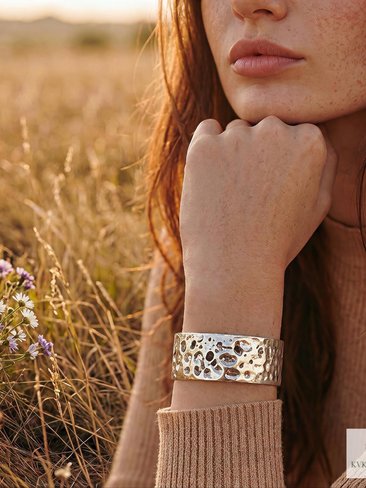 Hammered Silver Cuff Bracelet: Boho Bohemian Jewelry