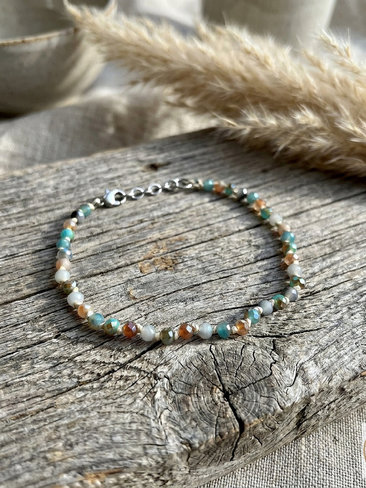 Handcrafted Faceted Pastel Beaded Anklet - Boho Beach Style