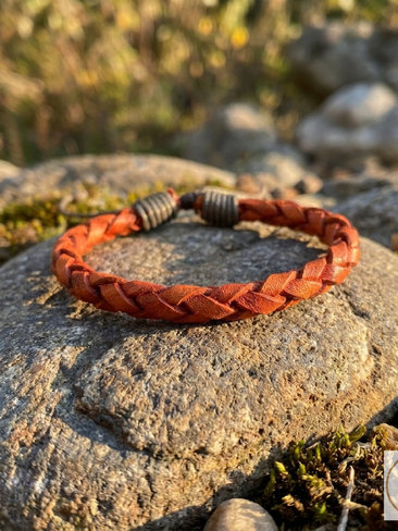 Boho Mens Leather Cuff - Braided Bracelet Gift for Him