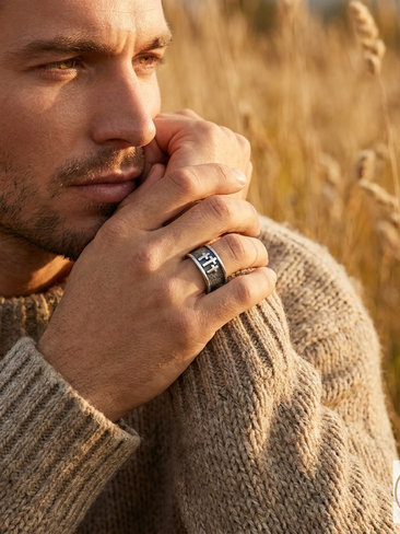  Oxidized Sterling Silver Three Cross Ring